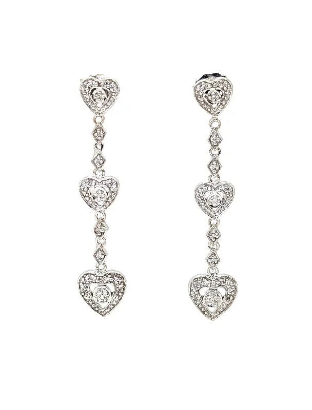 Best hoop earrings with enamel details for a colorful and modern look-14K White Gold Diamond Heart Dangle Earrings