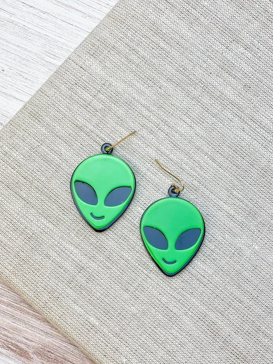 Hoop earrings with luxe velvet finishes for a rich and luxurious touch-Acrylic Alien Dangle Earrings