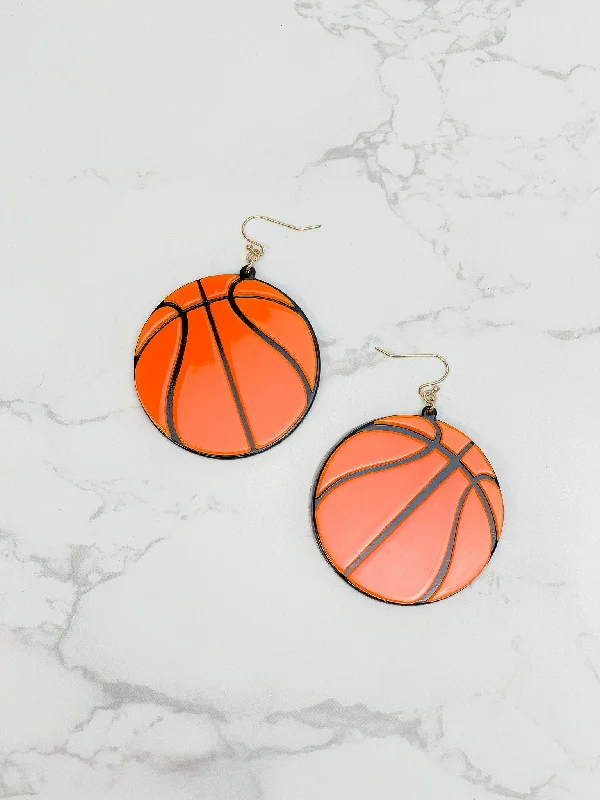 Best hoop earrings with tribal designs for a cultural and exotic aesthetic-Acrylic Basketball Dangle Earrings