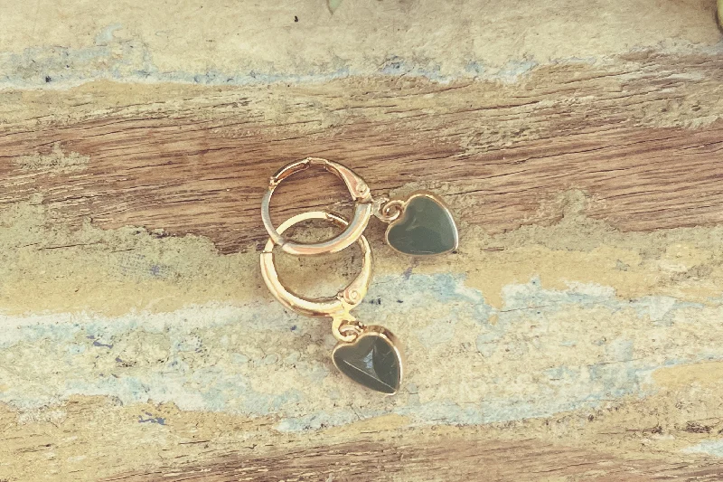 Best hoop earrings with custom designs for a personalized, unique accessory-Adorable Green Heart Huggies