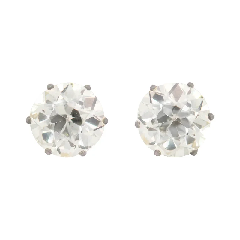 Best hoop earrings with matte finish for a sophisticated, understated design-Art Deco Platinum Old European Cut Diamond Studs 5.63ctw