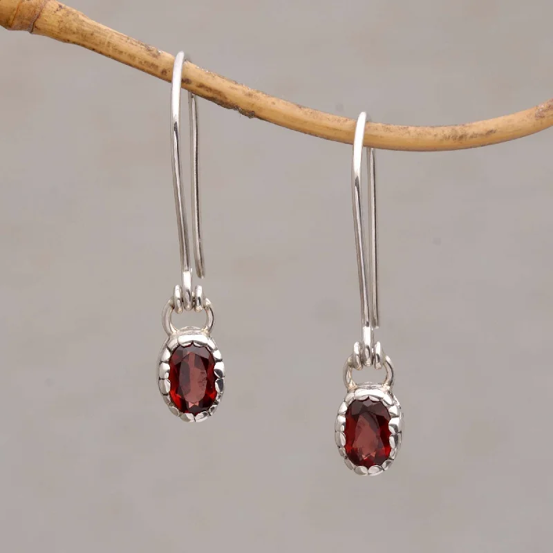 Best hoop earrings with enamel details for a colorful and modern look-Baby Paws Paw Print Motif Garnet Dangle Earrings from Bali