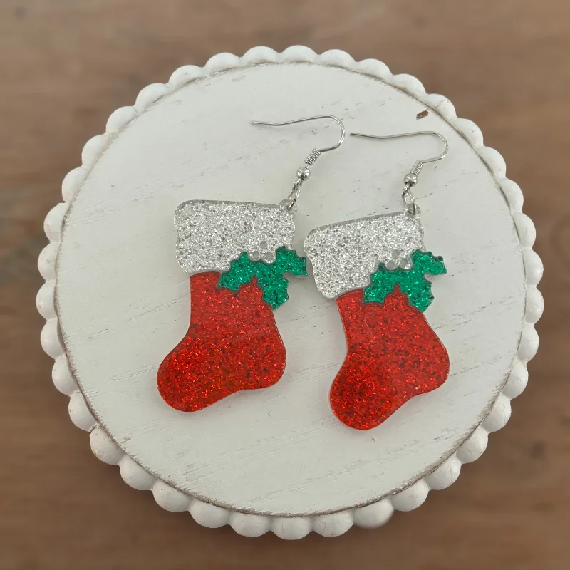 Hoop earrings with a chunky design for a bold and trendy statement-Adorable Christmas Stocking Earrings