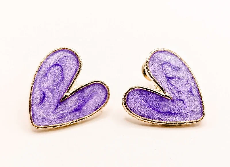 Best hoop earrings with blackened metal for an edgy and bold appearance-Beautiful Purple Heart Earrings