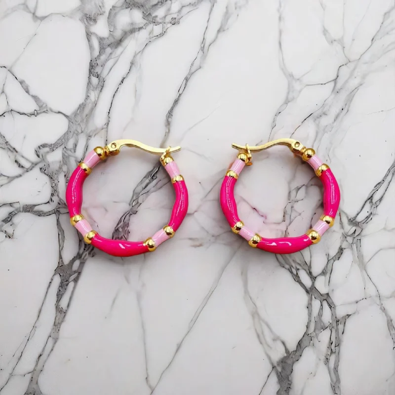 Best hoop earrings with floral designs for a feminine and delicate look-Beautiful Pink Hoop Earrings