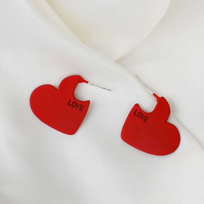 Best hoop earrings with lever-back closures for secure and easy wear-Beautiful Red Heart Hug Earrings