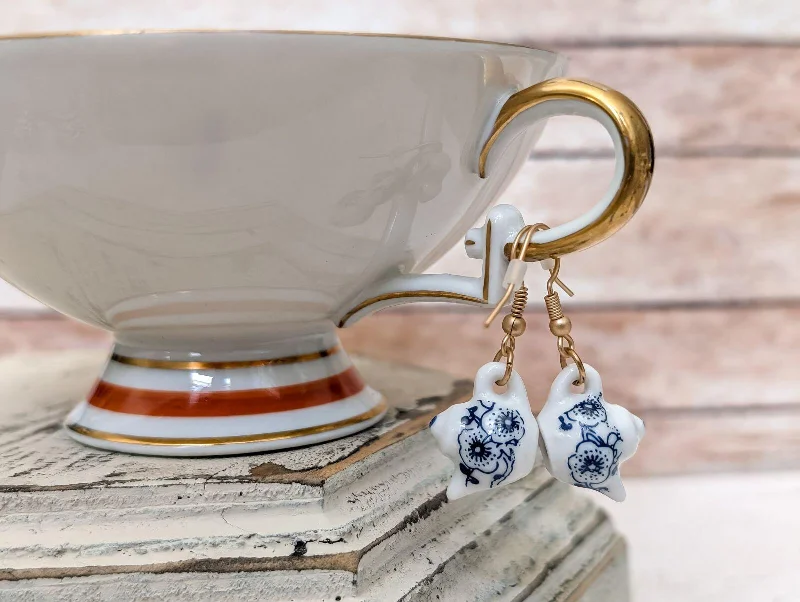 Hoop earrings with cut-out designs for a creative and lightweight effect-Beautiful Dainty Teapot Earrings