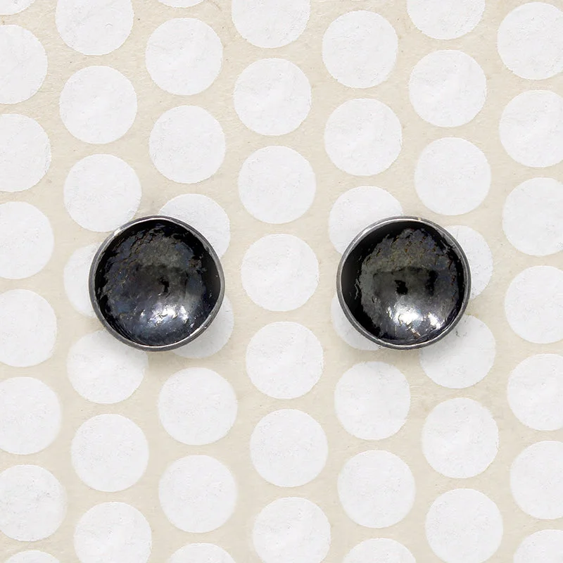 Best hoop earrings with snake chain details for a sleek and modern touch-Black Sterling Silver Studs from Allie B.