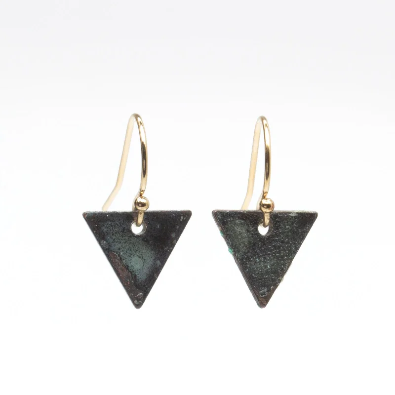 Hoop earrings with hammered copper for a warm and rustic aesthetic-Black Triangle Earrings