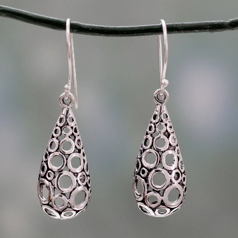 Hoop earrings with hearts for a sweet and romantic gesture-Blowing Bubbles Artisan Crafted Fair Trade Silver Earrings