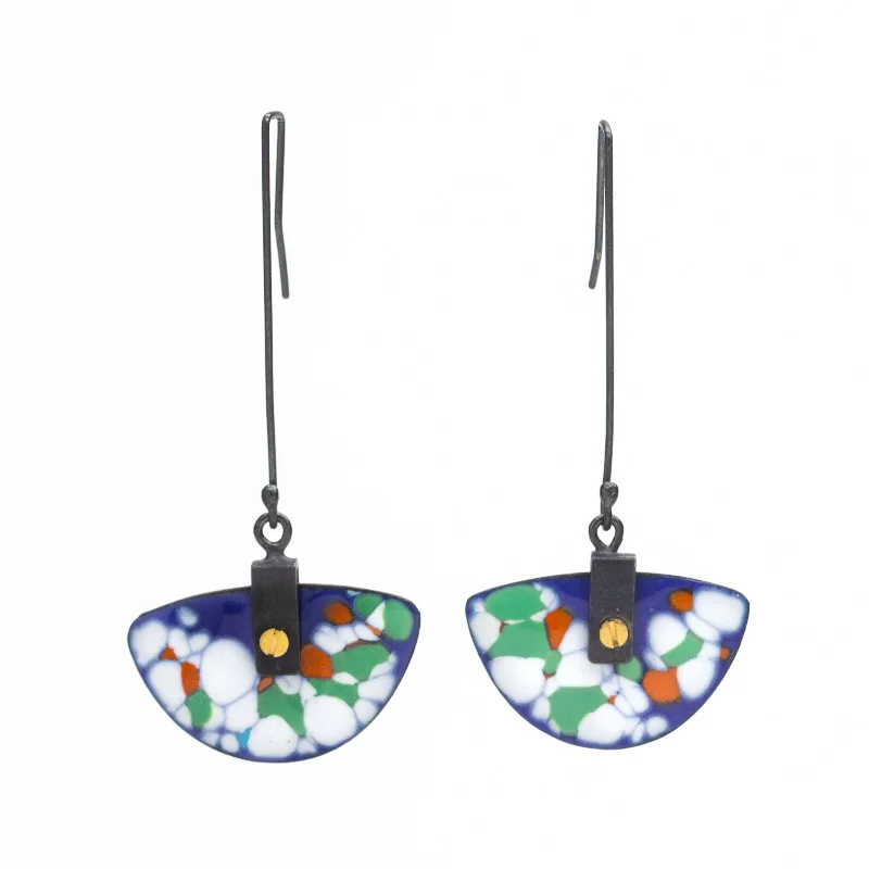 Best hoop earrings with Swarovski crystals for added sparkle and luxury-Blue Enamel Earrings