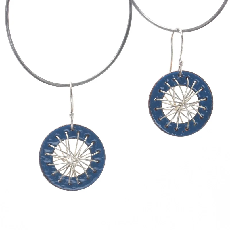 Hoop earrings with cut-out designs for a creative and lightweight effect-Blue Enamel Galaxy Earrings