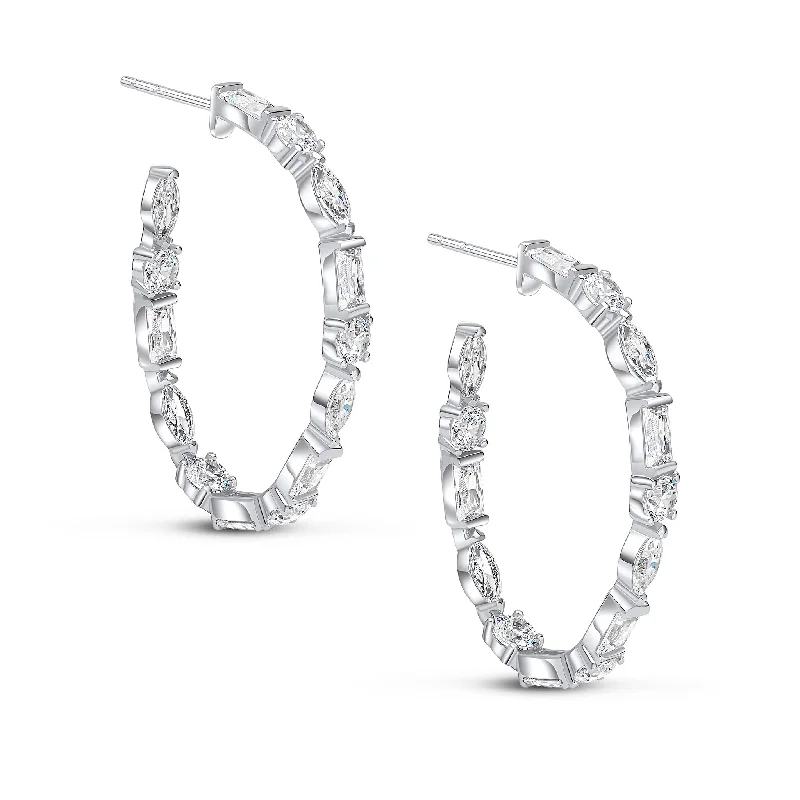 Best hoop earrings with baroque pearls for a luxurious and elegant vibe-Celeste Hoop Earrings (Rhodium)