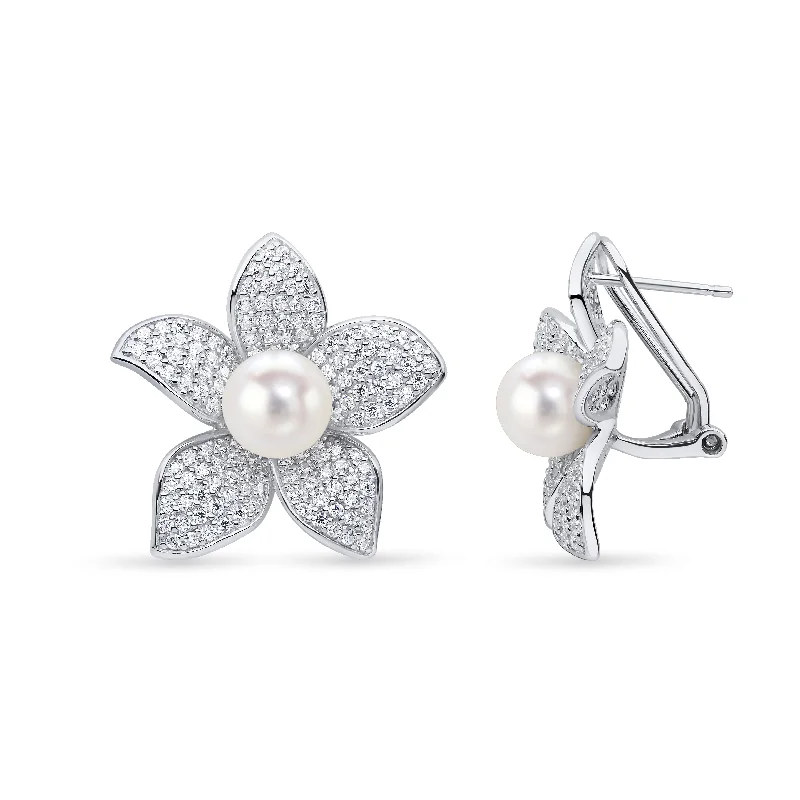 Hoop earrings with polished silver finish for a shiny, modern appeal-Charlotte Pearl Earrings