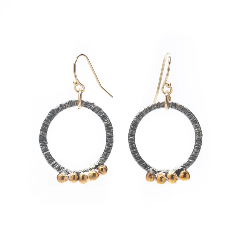 Hoop earrings with tortoiseshell designs for a chic and classic style-Circle Seed Dangle (Large) Black and Bronze