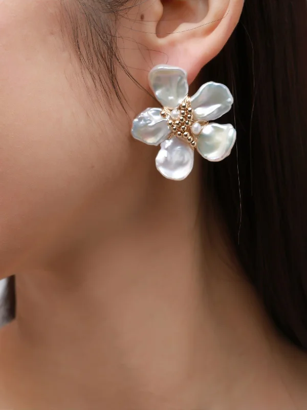 Classic hoop earrings with a thin profile for a sleek and subtle style-Falling Petals Series Petal Earrings