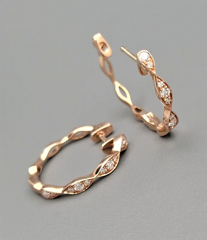 Best hoop earrings with floral designs for a feminine and delicate look-14K Rose Gold Diamond Hoop Earrings