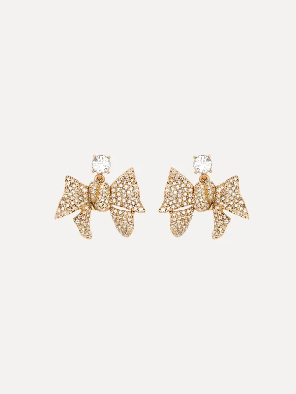 Hoop earrings with hammered textures for a boho-chic and rustic vibe-Crystal Pavé Bow Earrings