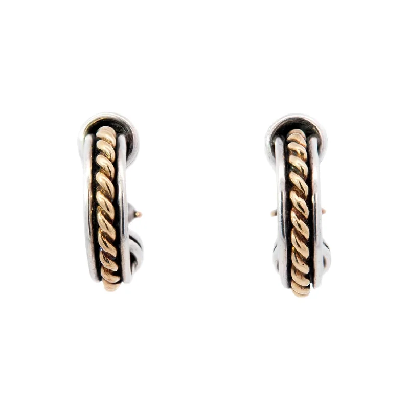 Best hoop earrings with marbled designs for a trendy and artistic effect-DAVID WYSOR Estate 18k/Sterling Silver Hoop Earrings