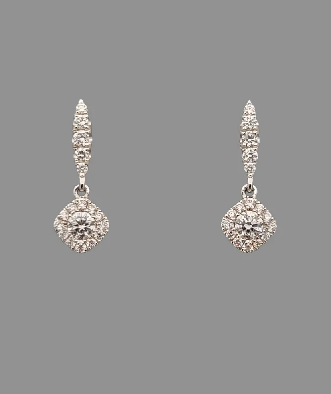 Best hoop earrings with snake chain details for a sleek and modern touch-Diamond Dangle Earrings 14K White Gold