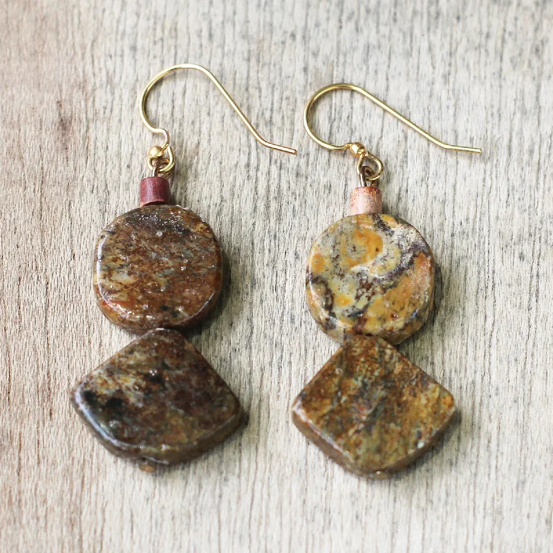 Best hoop earrings with lever-back closures for secure and easy wear-Earth Celebration Natural Soapstone Dangle Earrings from Ghana