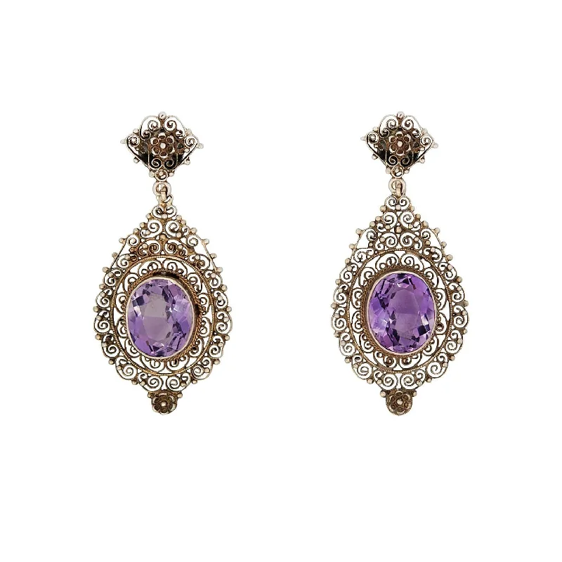 Best hoop earrings with custom designs for a personalized, unique accessory-Edwardian Italian Silver Gilt Amethyst Earrings