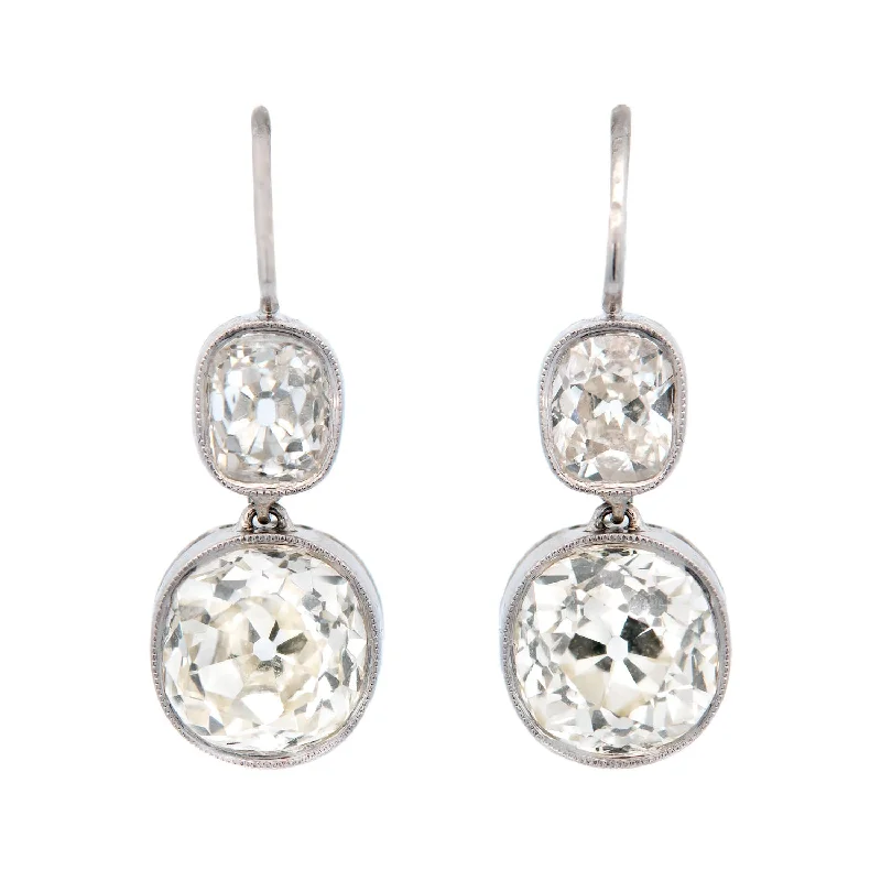 Hoop earrings with rhinestone-studded rims for a glamorous touch-Edwardian Platinum Old European Diamond Earrings 5ctw