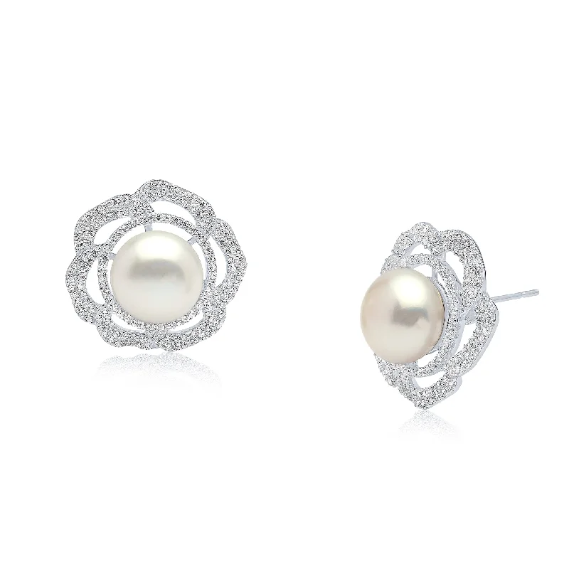 Best hoop earrings with geometric triangle shapes for a modern, chic design-Emilia Pearl Earrings