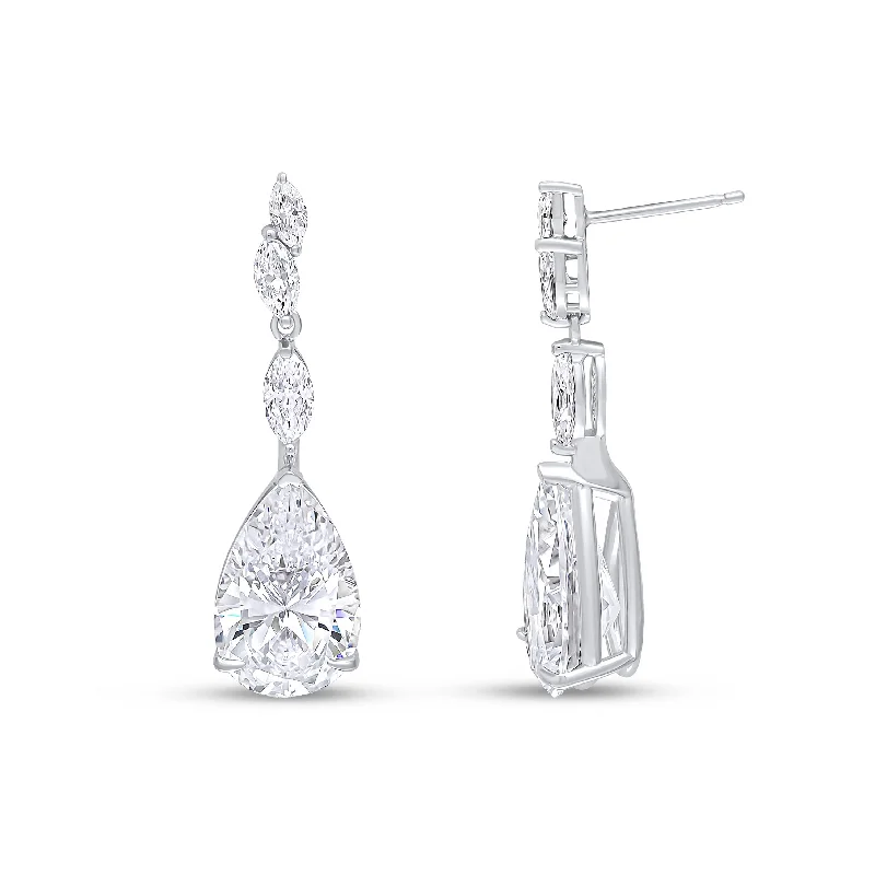 Best hoop earrings with cubic zirconia for a budget-friendly, dazzling look-Emily Earrings (All-White/Rhodium)