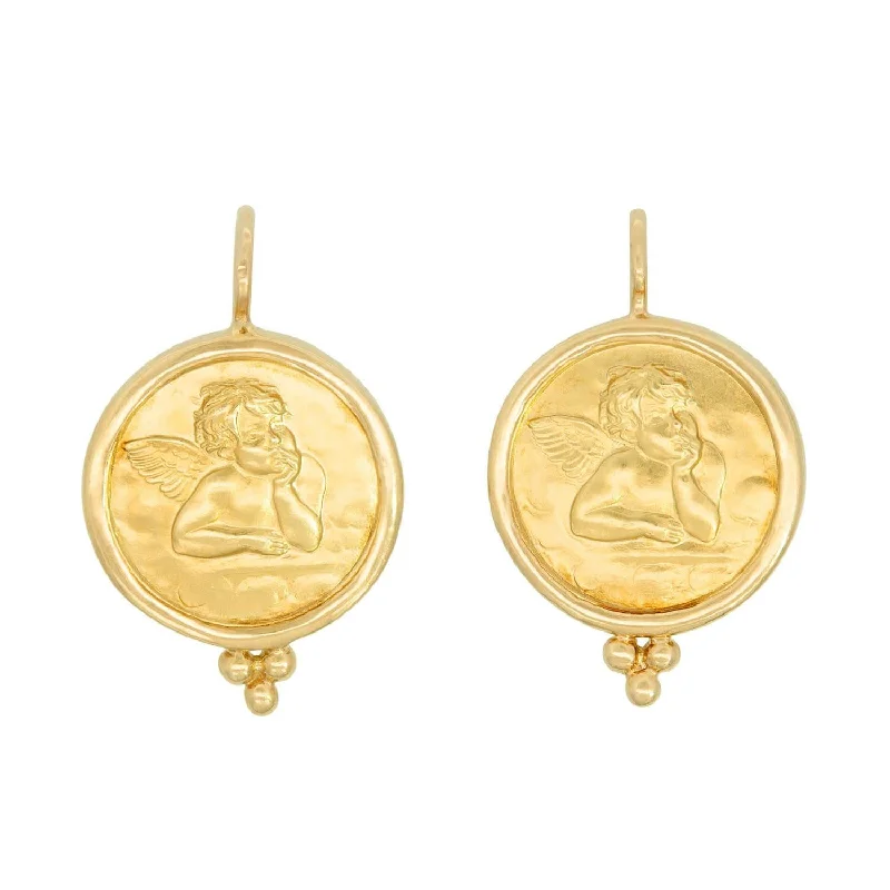 Hoop earrings with gold accents for a warm, elegant statement piece-Estate Temple St. Clair 18k Cherub Earrings