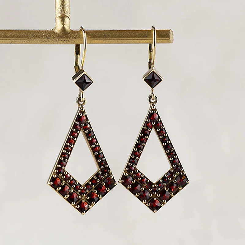 Hoop earrings with oversized pearl accents for a statement-making look-Fabulous Czech Garnet & Silver Gilt Earrings