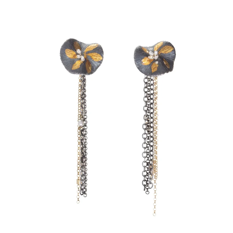 Best hoop earrings with satin ribbons for a soft, feminine appearance-Flower Impression