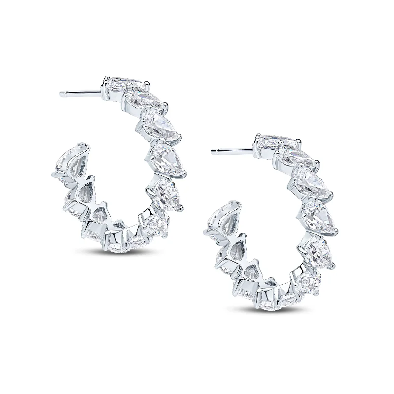 Lightweight hoop earrings for comfortable and all-day wear-Geneva Hoop Earrings (Rhodium)