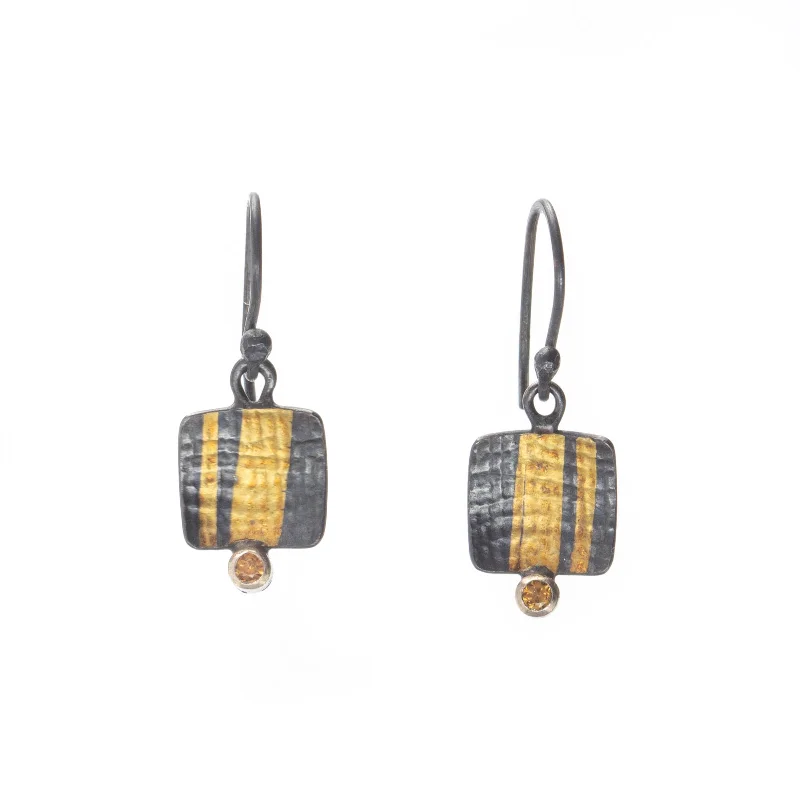 Best hoop earrings with geometric hexagon shapes for a modern, angular look-Gold Keum-Boo Lines and Sapphire Earrings