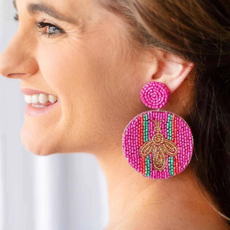 Best hoop earrings with asymmetrical designs for a fashion-forward, avant-garde look-Hot Pink Bee-Utiful Earrings