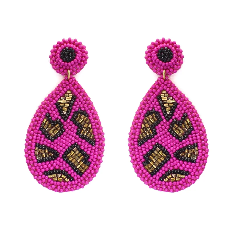 Best hoop earrings with crescent-shaped designs for a bold, moon-inspired style-Hot Pink Cami Leopard Earrings