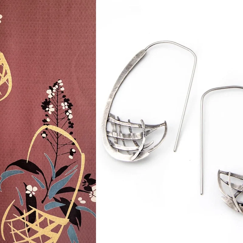 Best hoop earrings with snake chain details for a sleek and modern touch-Ikebana- Basket earrings