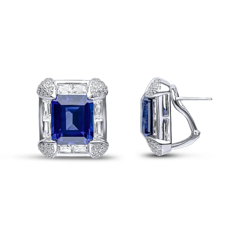 Hoop earrings with stacked layers for a bold and textured design-Irena Earrings (Sapphire)