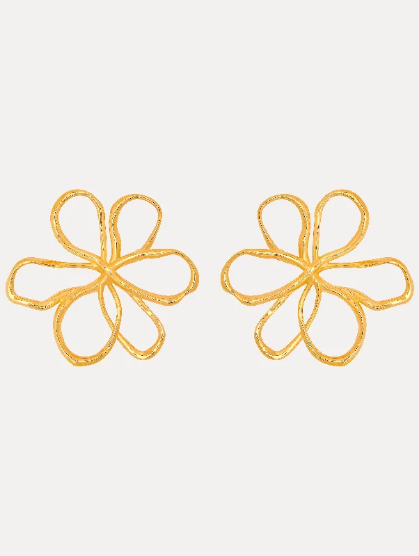 Hoop earrings with open designs for a modern, lighthearted vibe-Large Threaded Flower Earrings