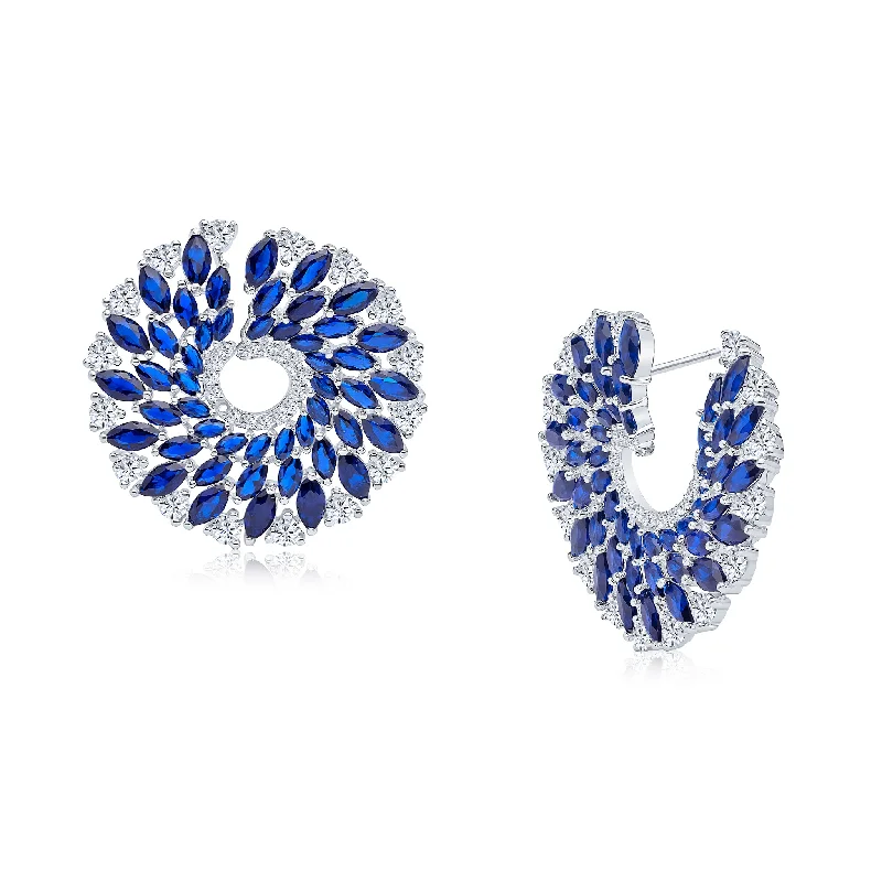 Stylish hoop earrings with diamond accents for an elegant and sparkling effect-Marie Earrings (Sapphire)