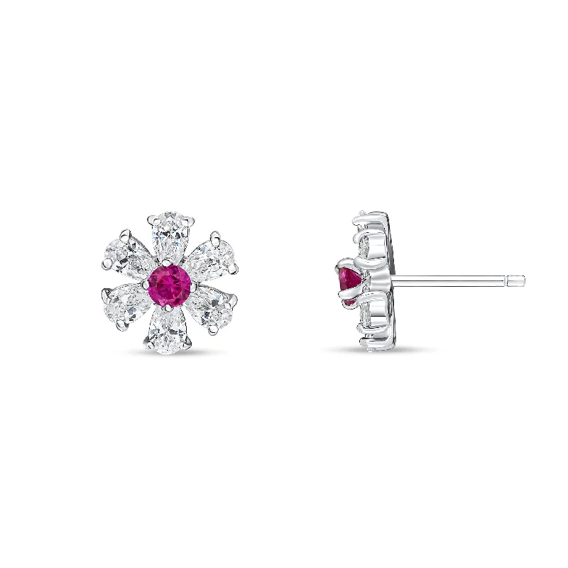 Best hoop earrings with vintage rhinestone embellishments for a retro-glam effect-Mini Daisy Earrings (Ruby)