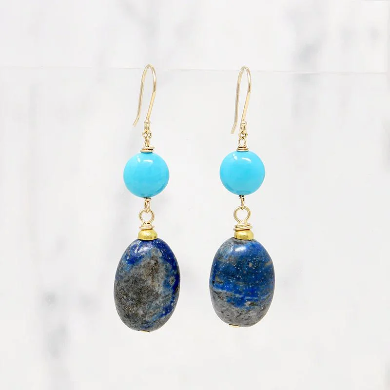 Best hoop earrings with satin ribbons for a soft, feminine appearance-Moody Blues Turquoise & Sodalite Earrings by brunet