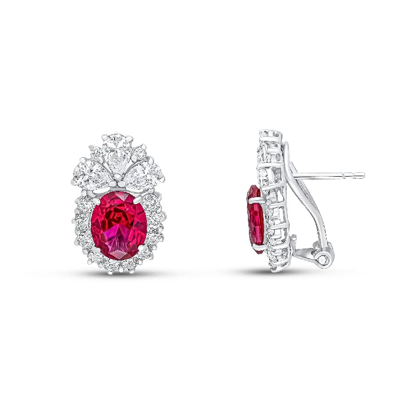 Hoop earrings with polished silver finish for a shiny, modern appeal-Olga Earrings (Ruby)