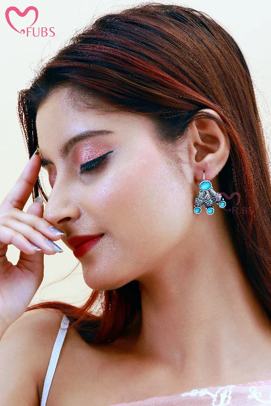 Best hoop earrings with gemstone accents for a colorful and elegant appearance-Oxidized Dangler Hook Earrings