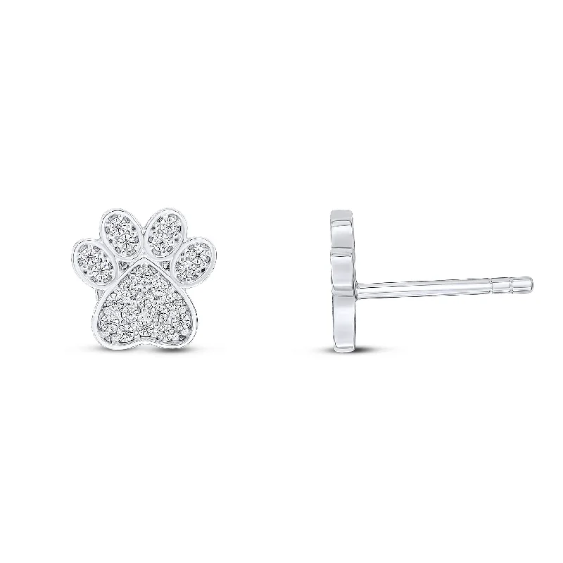 Hoop earrings with a matte finish for a sleek and sophisticated appearance-Paw Print Earrings (Rhodium)