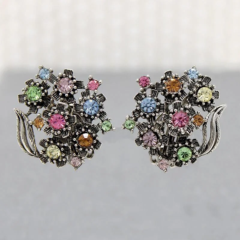 Hoop earrings with intricate designs for a unique and artistic appearance-Pretty Pastel Bouquet Costume Earrings