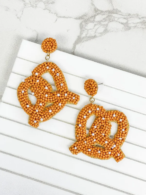 Best hoop earrings with crescent-shaped designs for a bold, moon-inspired style-Seed Bead Pretzel Dangle Earrings