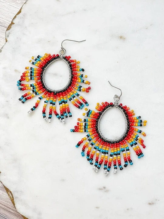 Best hoop earrings with marbled designs for a trendy and artistic effect-Serape Fringe Statement Earrings