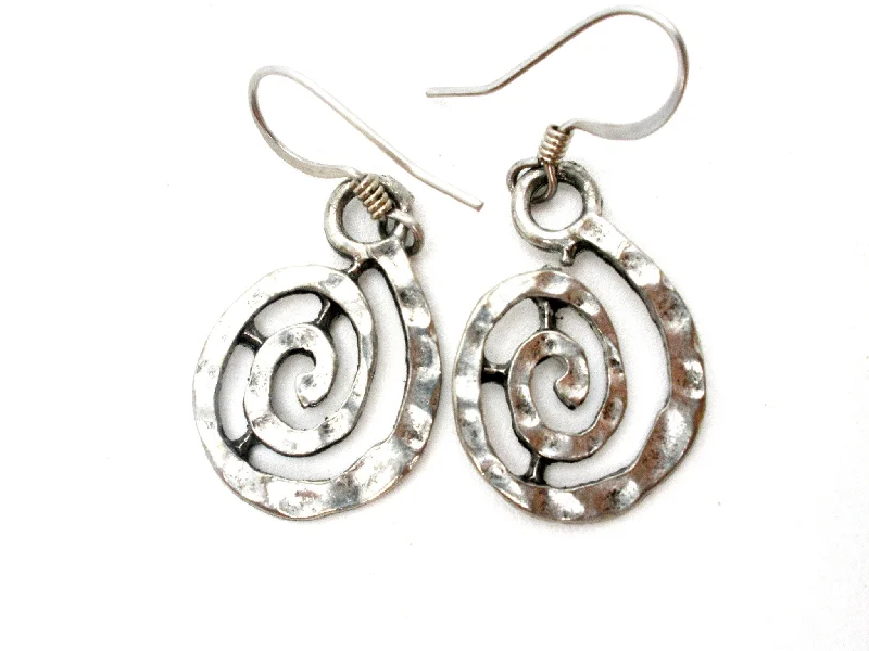 Best hoop earrings with detachable studs for a versatile and adjustable accessory-Silver Dangle Spiraling Earrings Pierced