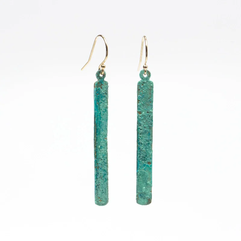 Hoop earrings with luxe velvet finishes for a rich and luxurious touch-Slim Green Earrings